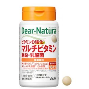 【日本代購】Asahi朝日Dear-Natura複合維生素D補充,亜鉛・乳酸菌30日分 60粒